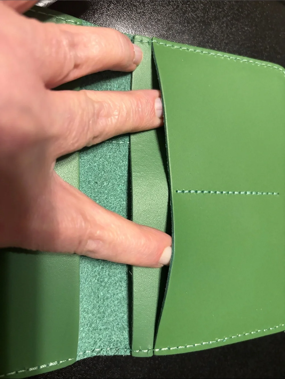 Avocado Green Leather Passport Holder With Area For AirTag By ALLIVE